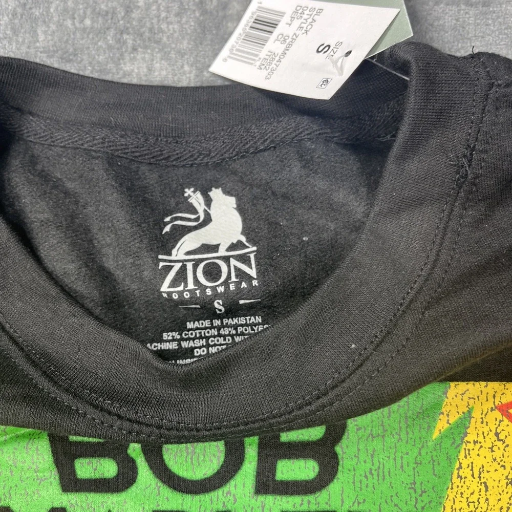 Bob Marley Zion Thermal Men‎ Small Black Fleece Knit Sweater Long Sleeve NEW